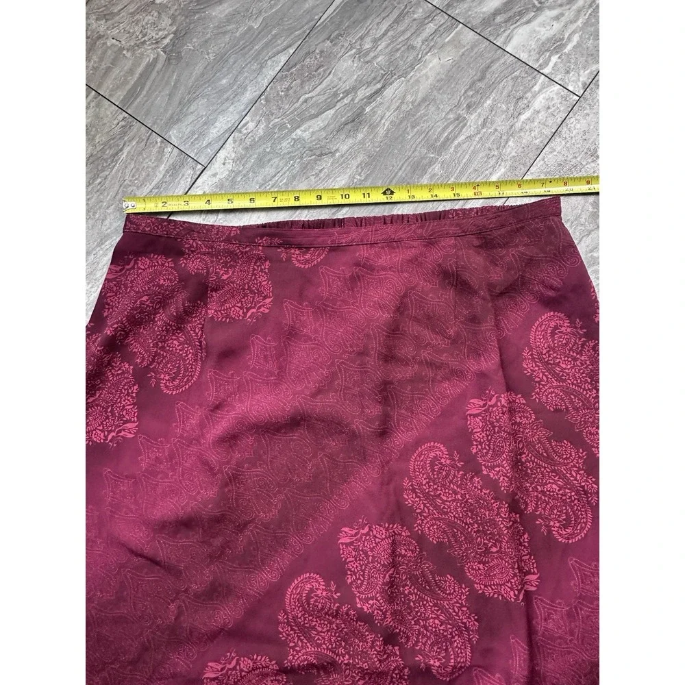 Maggie McNaughton 3X Paisley Midi Skirt Burgundy Aubergine Pull On Slit NWT 0144